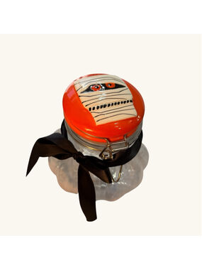 Halloween Pumpkin Glass Jar Mummy Lid Candy Jar Spooky Decor Canister